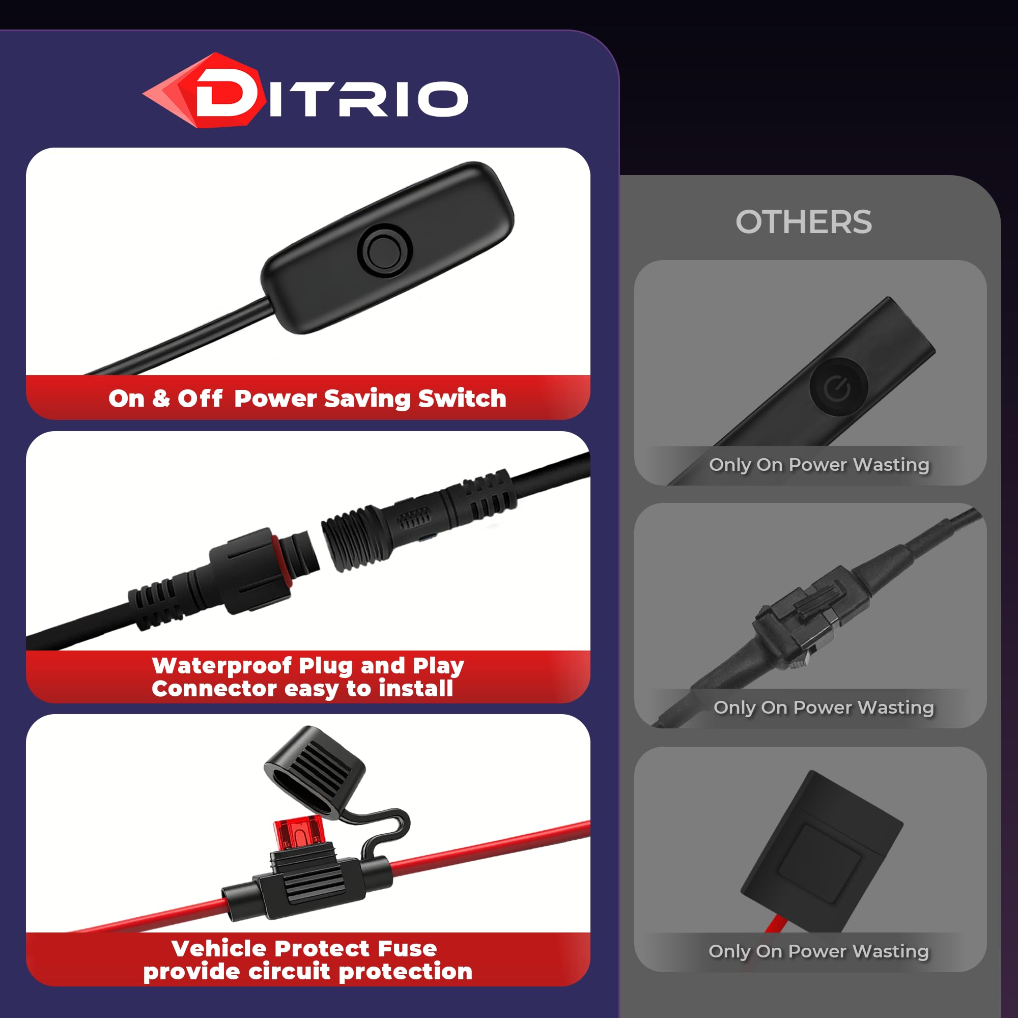DITRIO app control screen demonstrating color selection and ease of use benefit