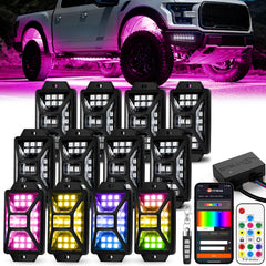 DITRIO front pod array showing full 12‑pod kit and bright underglow benefit