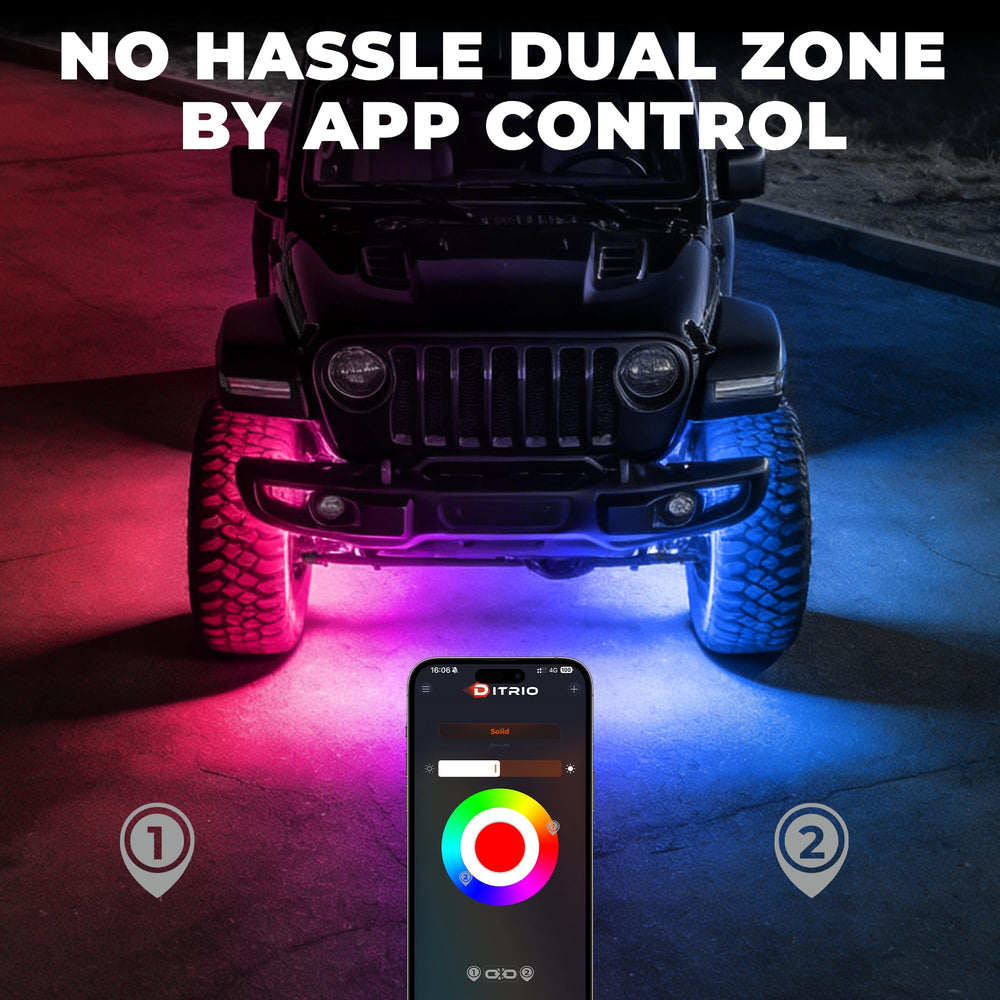 DITRIO installed under truck illustrating 360° coverage for safer off‑roading