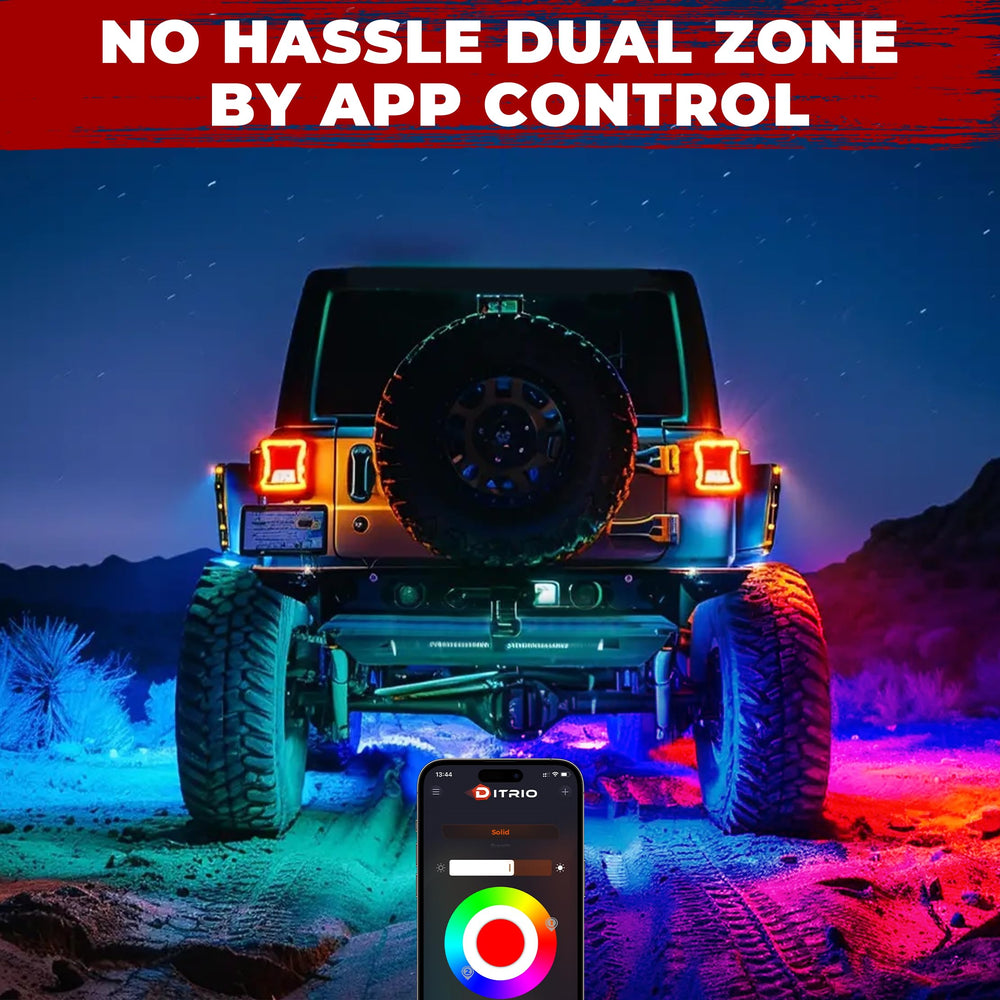 DITRIO installed under vehicle illustrating full 360-degree illumination benefit