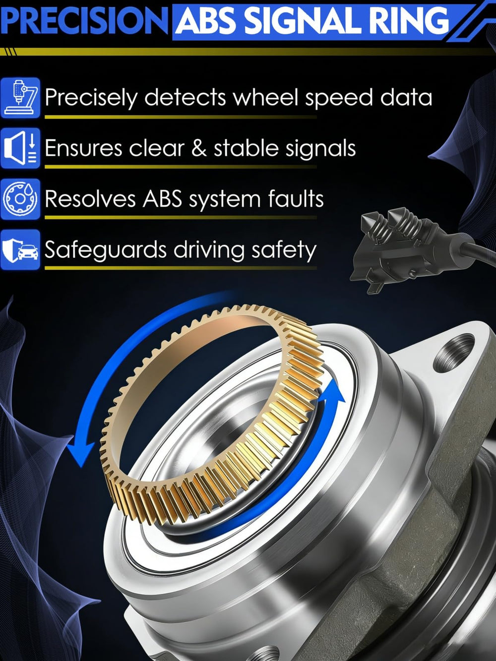 DJB ABS encoder closeup showing sensor ring to preserve ABS function