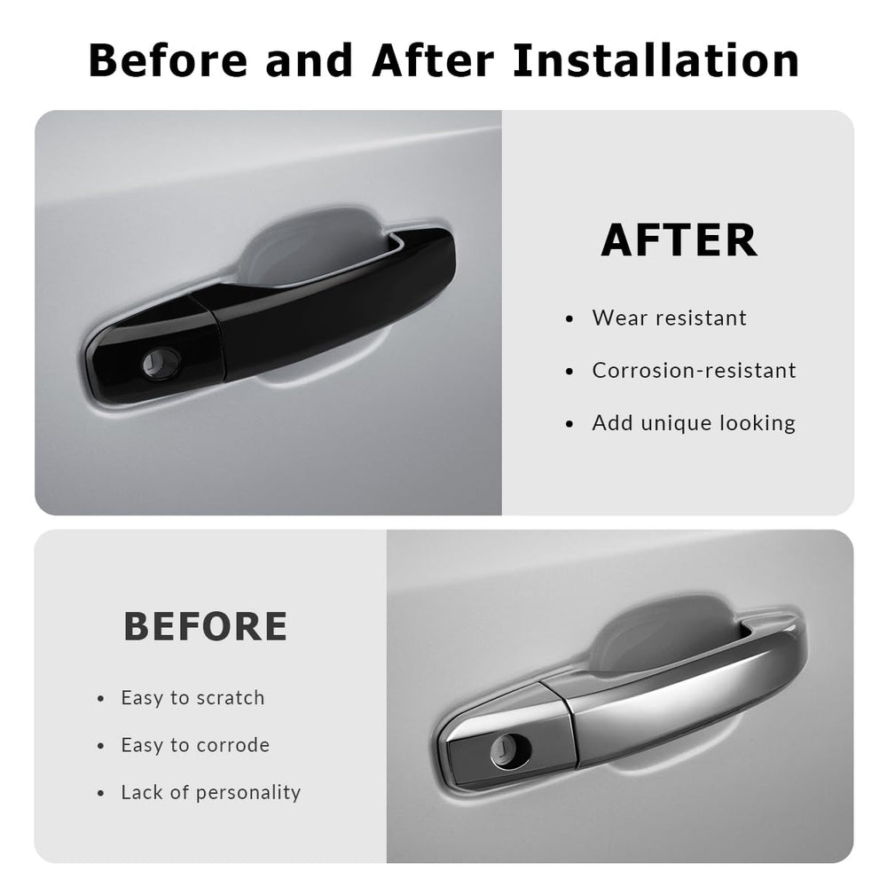 DLOVEG passenger-side handle installed showing two-button cutout fit
