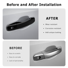 DLOVEG passenger-side handle installed showing two-button cutout fit