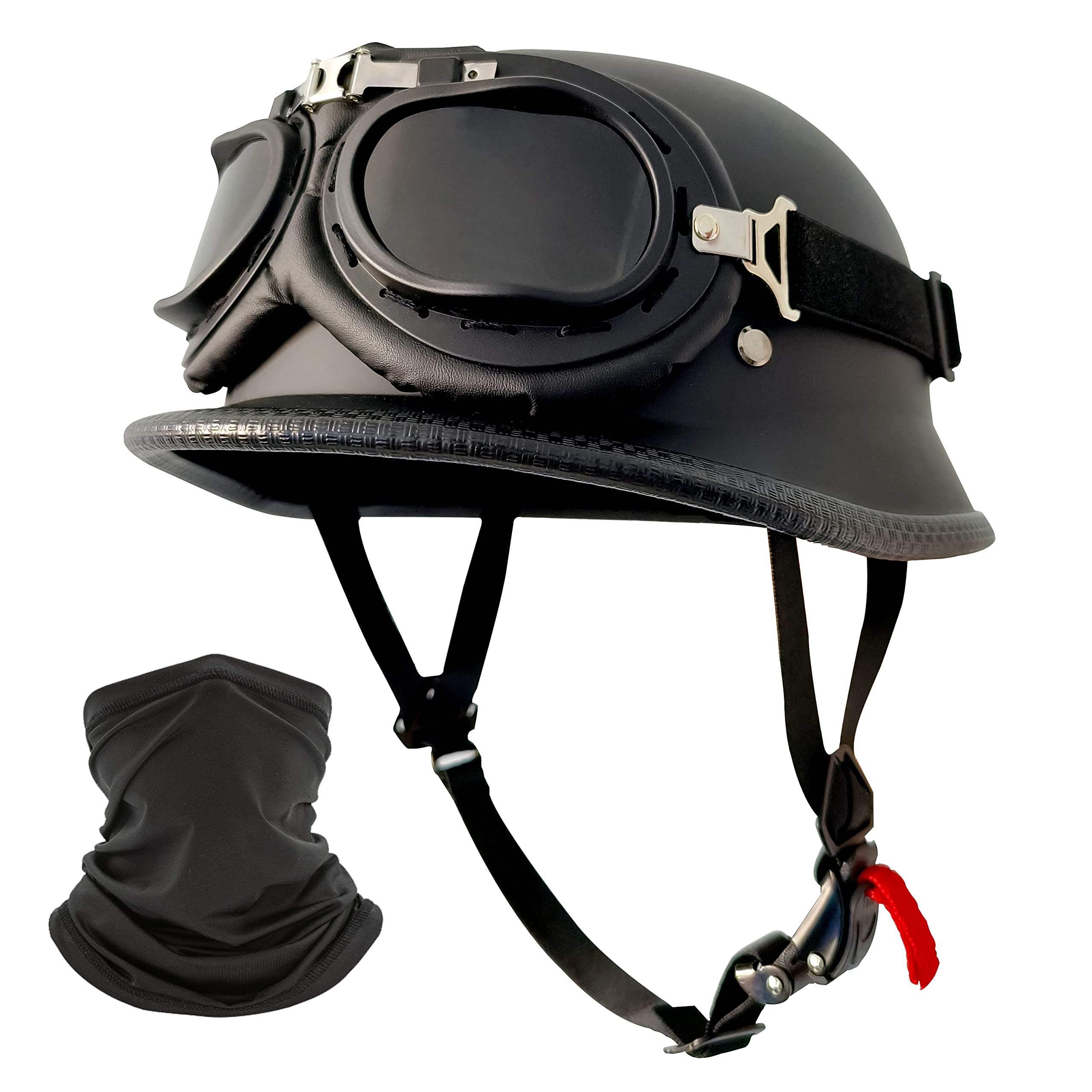 DLPACKJ front profile showing german half helmet vintage look and road-ready style
