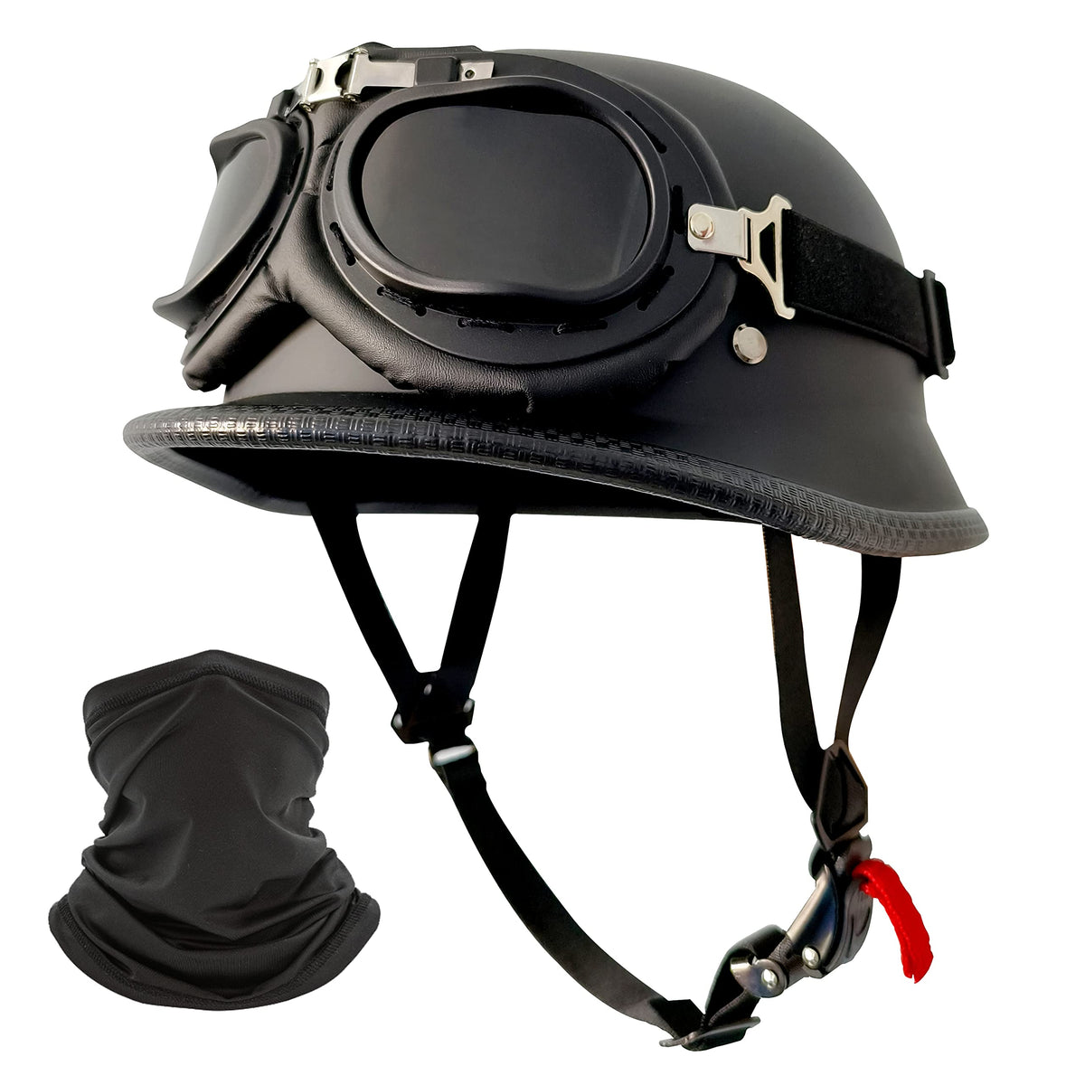 DLPACKJ front view of retro half helmet showing classic profile and style