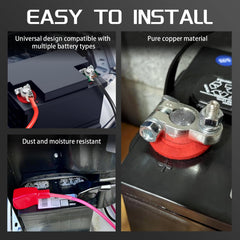 DLronwey battery terminals installed on car battery demonstrating secure, low-resistance connection