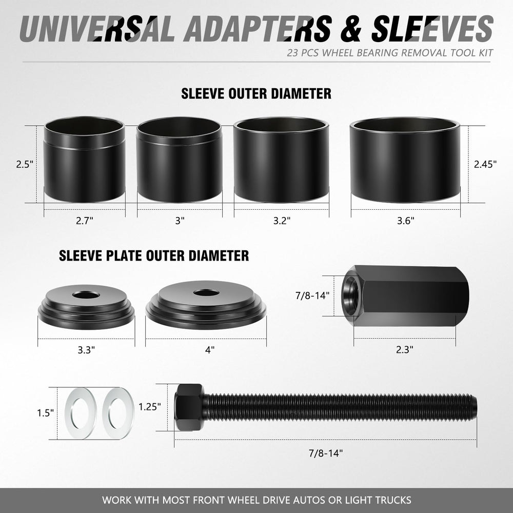 DNA MOToring detailed layout of adapters and bushings ready for matching to bearing sizes for efficiency