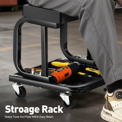 DNA MOTORING caster detail displaying 360-degree swivel wheels, enables smooth precise movement