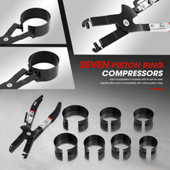 DNA MOTORING compressor set layout with all ring sizes visible for quick selection