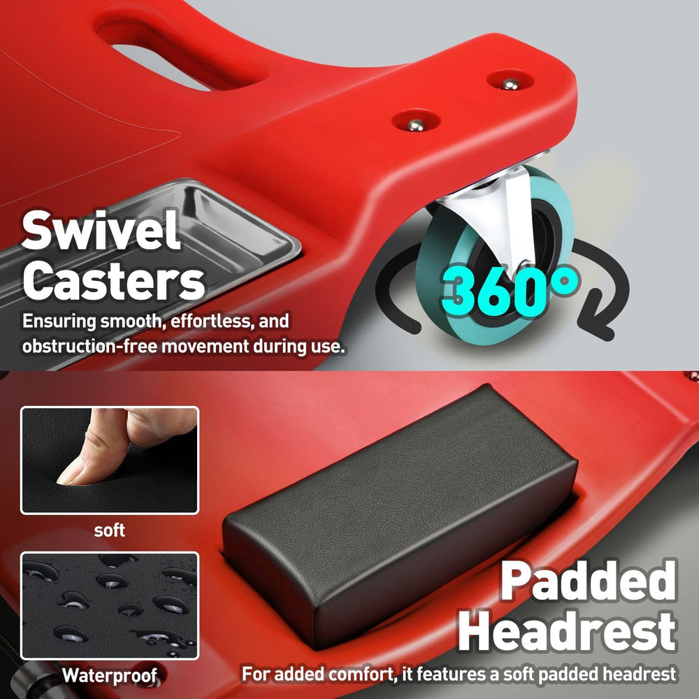 DNA MOTORING six swivel casters underview demonstrating smooth mobility