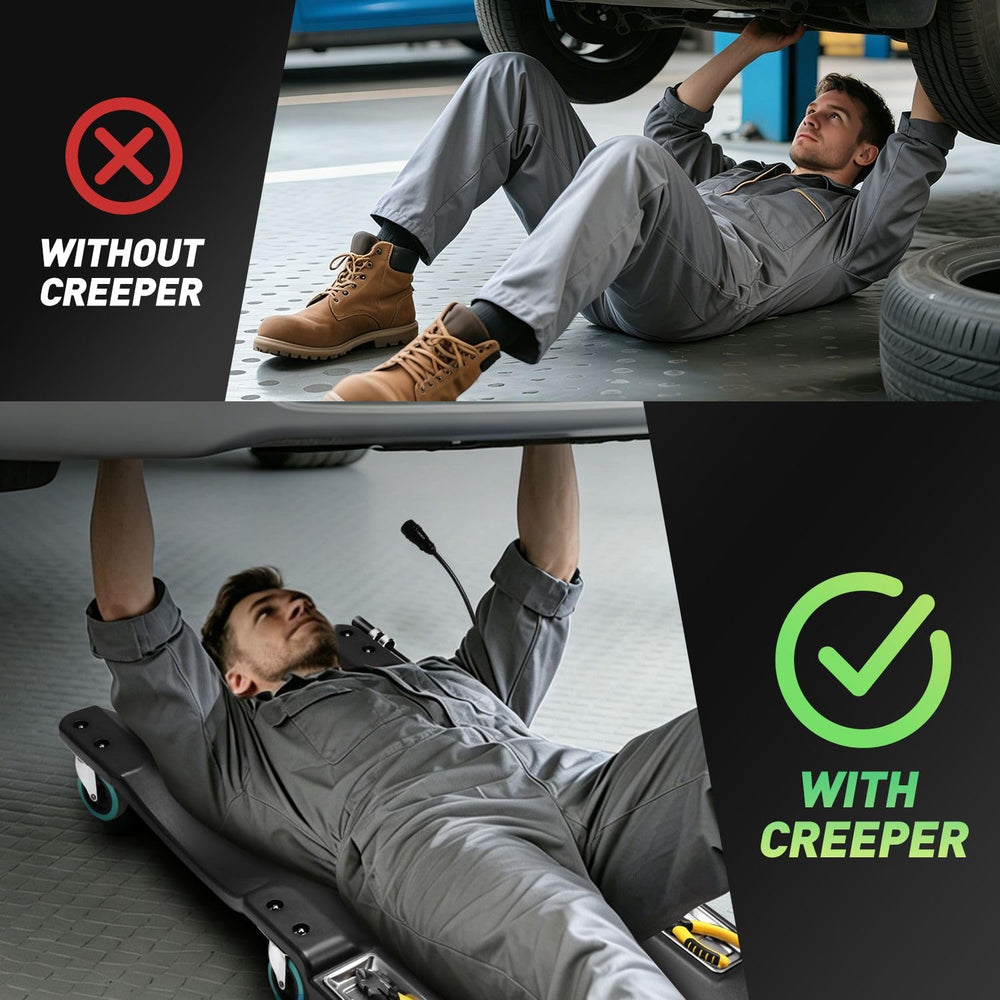 DNA Motoring creeper in garage lifestyle improving workflow and convenience