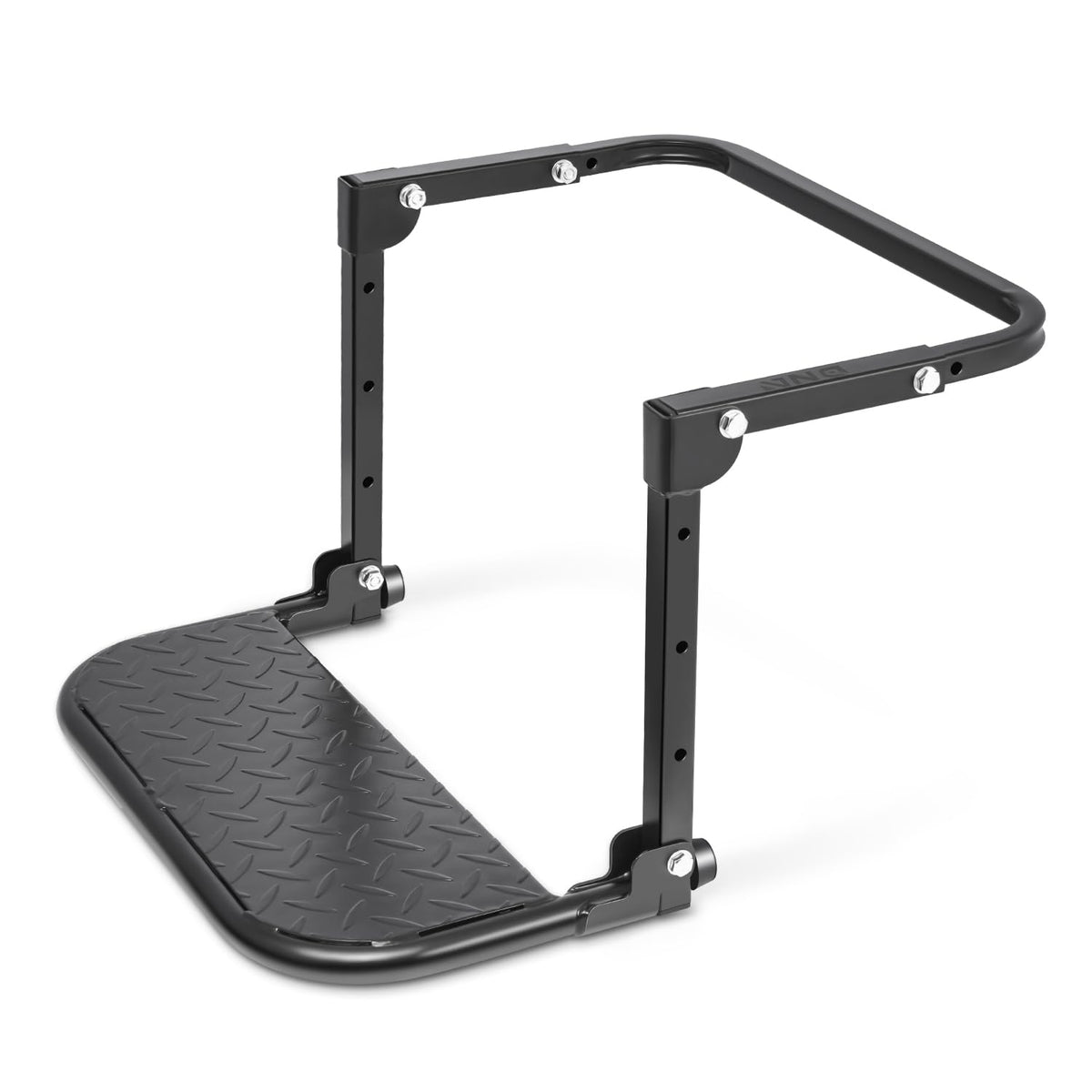 DNA Motoring front view of folding tire step showing compact design and benefit portability