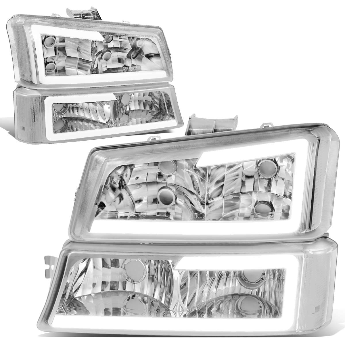 DNA MOTORING front assembly showing chrome housings and full set benefit of facelifted look