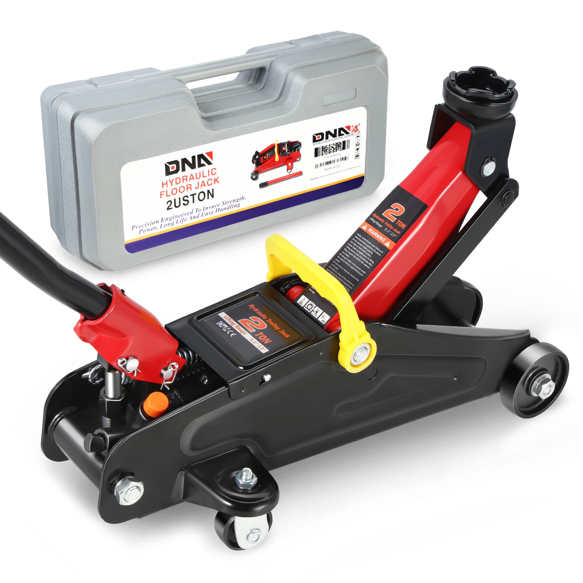 DNA MOTORING front view of jack showing compact frame and benefit of easy storage