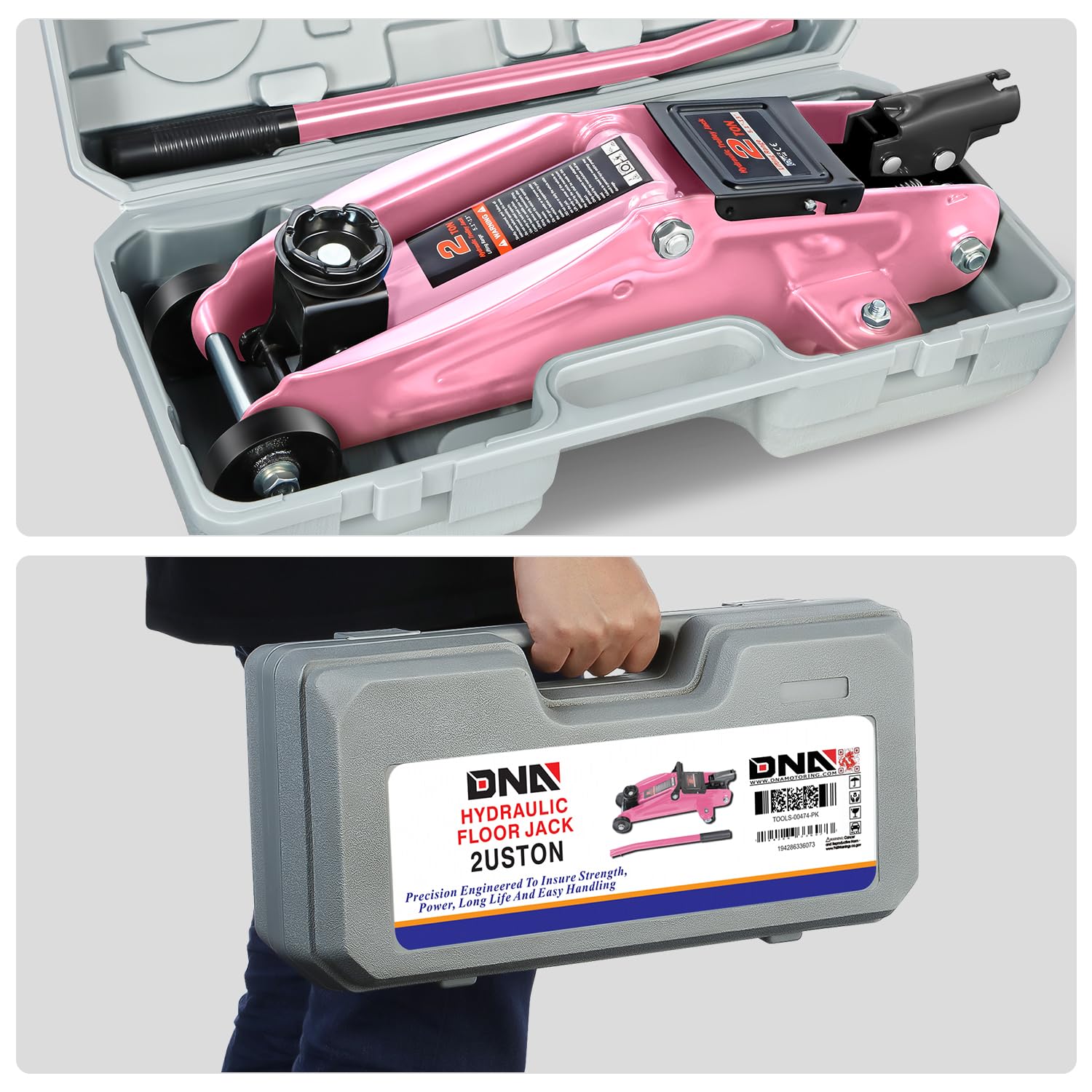 DNA MOTORING jack lifting car in garage showing practical maintenance use