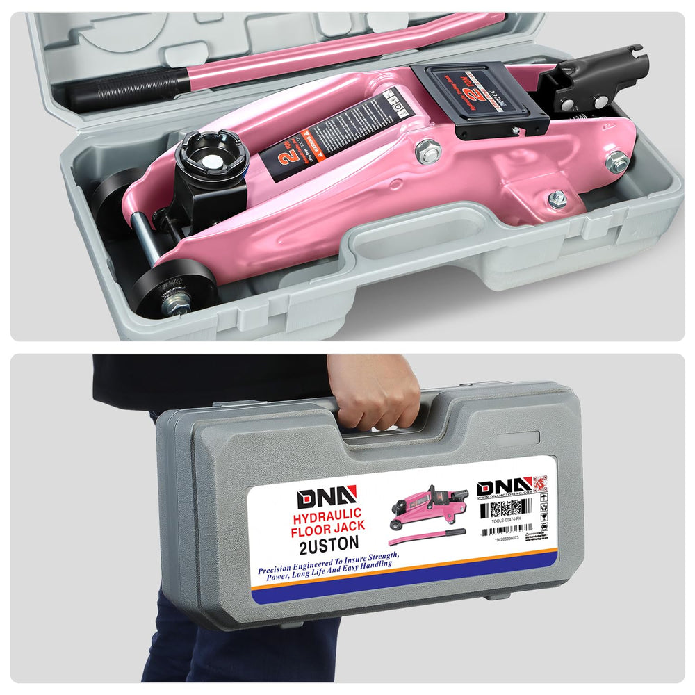 DNA MOTORING jack lifting car in garage showing practical maintenance use