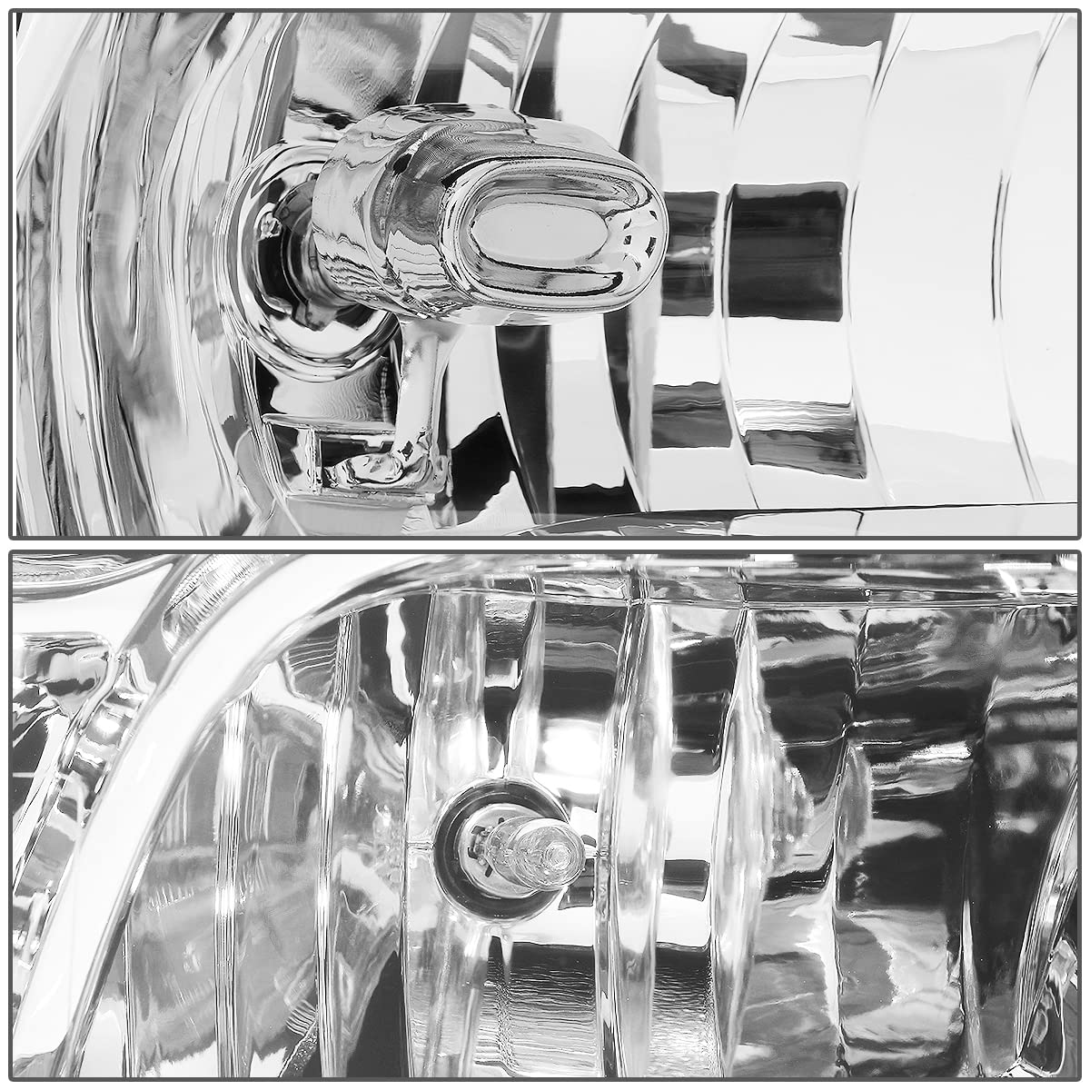 DNA MOTORING lens close-up highlighting polycarbonate clarity and scratch resistance benefit