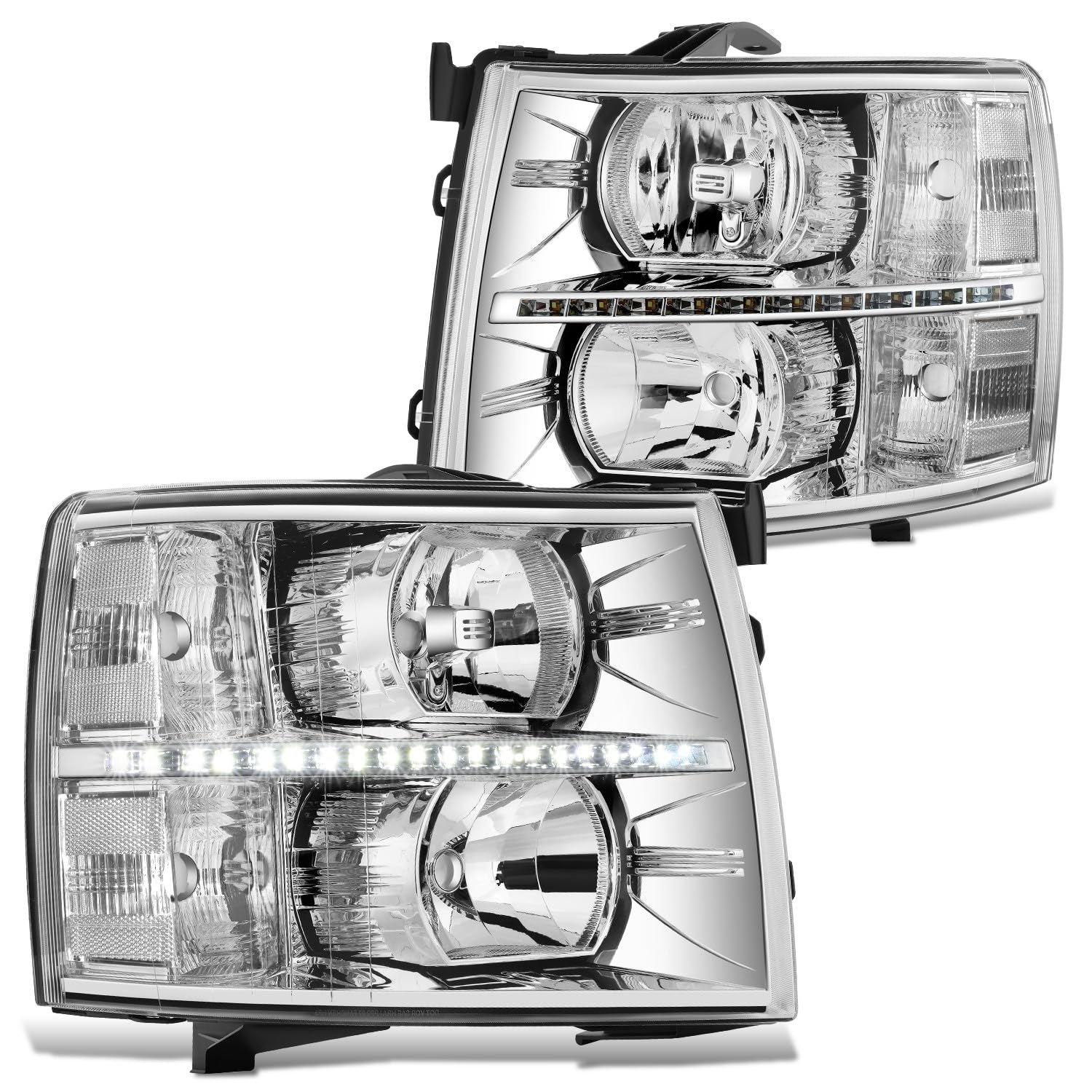 DNA MOTORING front view of chrome clear headlights showing refreshed styling