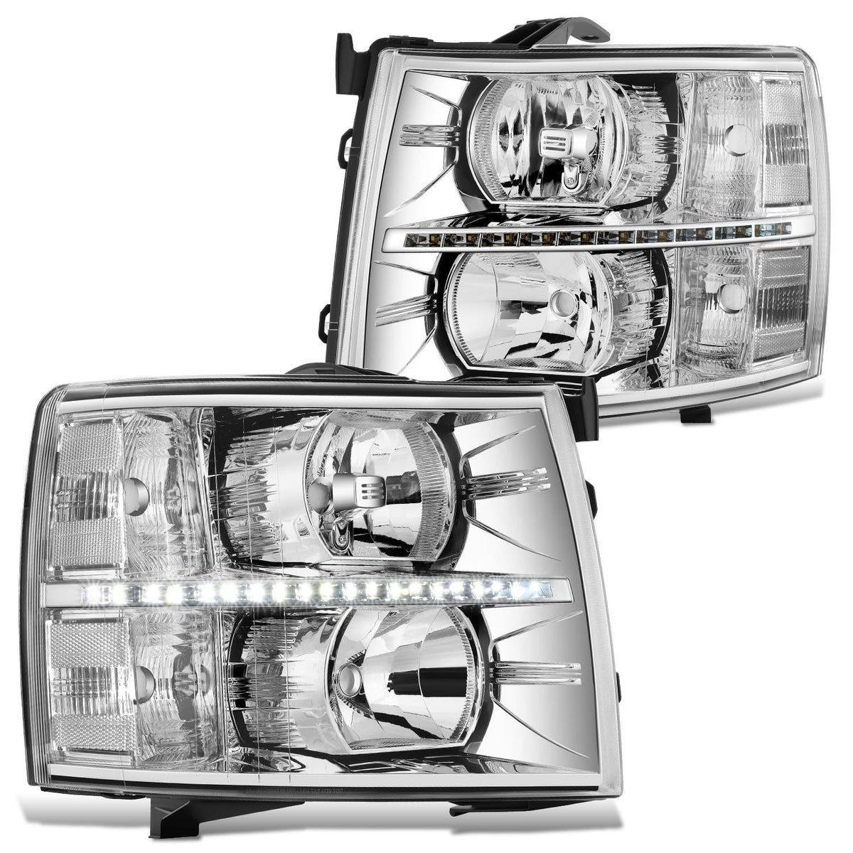 DNA MOTORING front view of chrome clear headlights showing refreshed styling