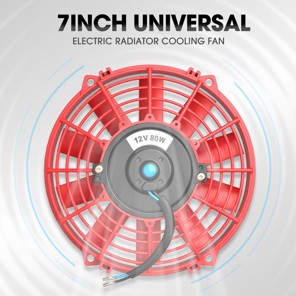 DNA MOTORING fan installed on radiator demonstrating improved cooling benefit