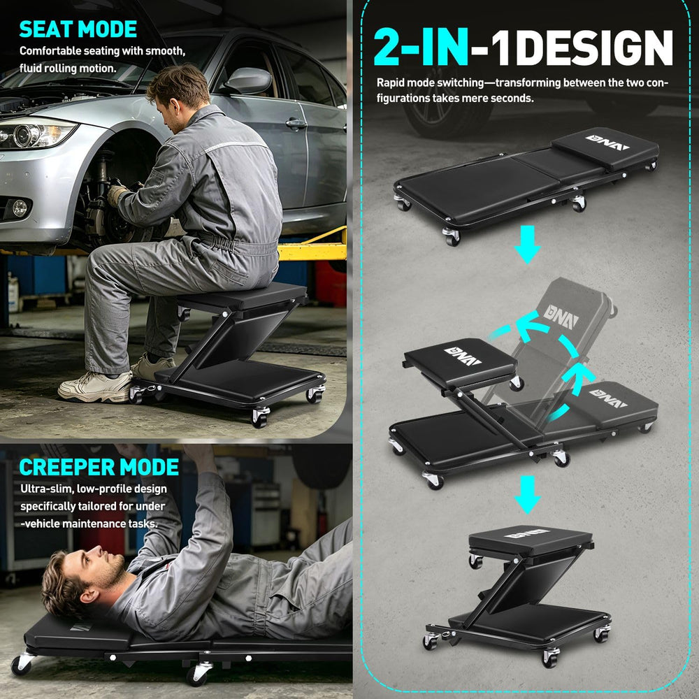 DNA MOTORING lying mode under vehicle showing low-profile access