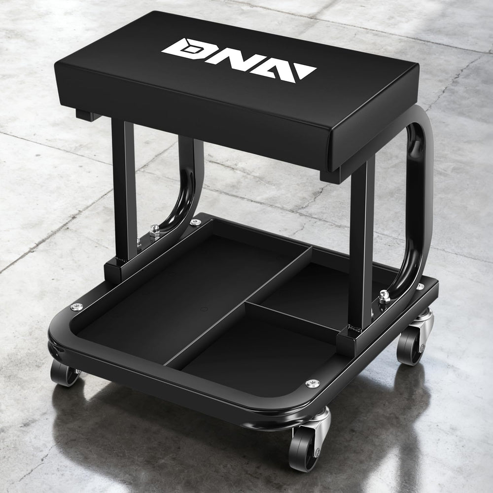 DNA MOTORING scale comparison next to toolbox showing compact size for tight workspaces