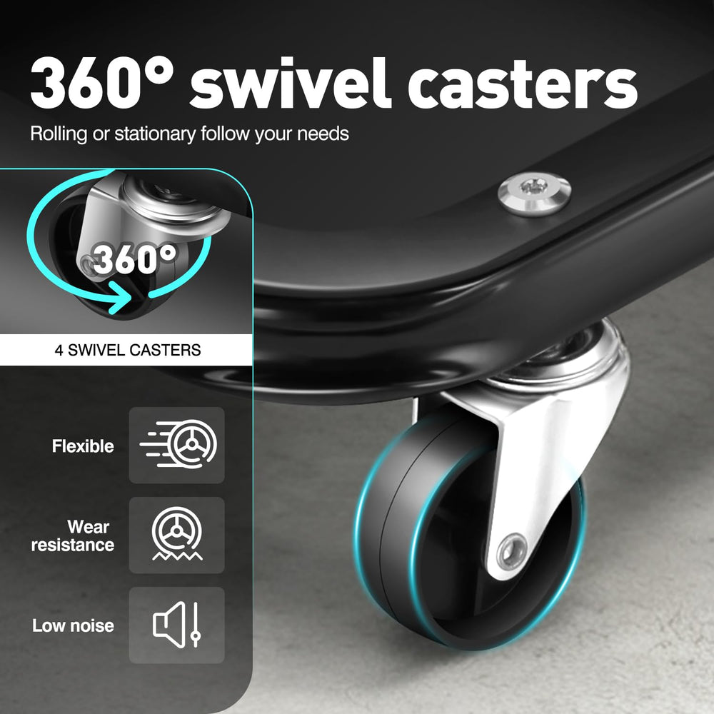 DNA MOTORING side profile illustrating compact footprint and reinforced tubular-steel stability