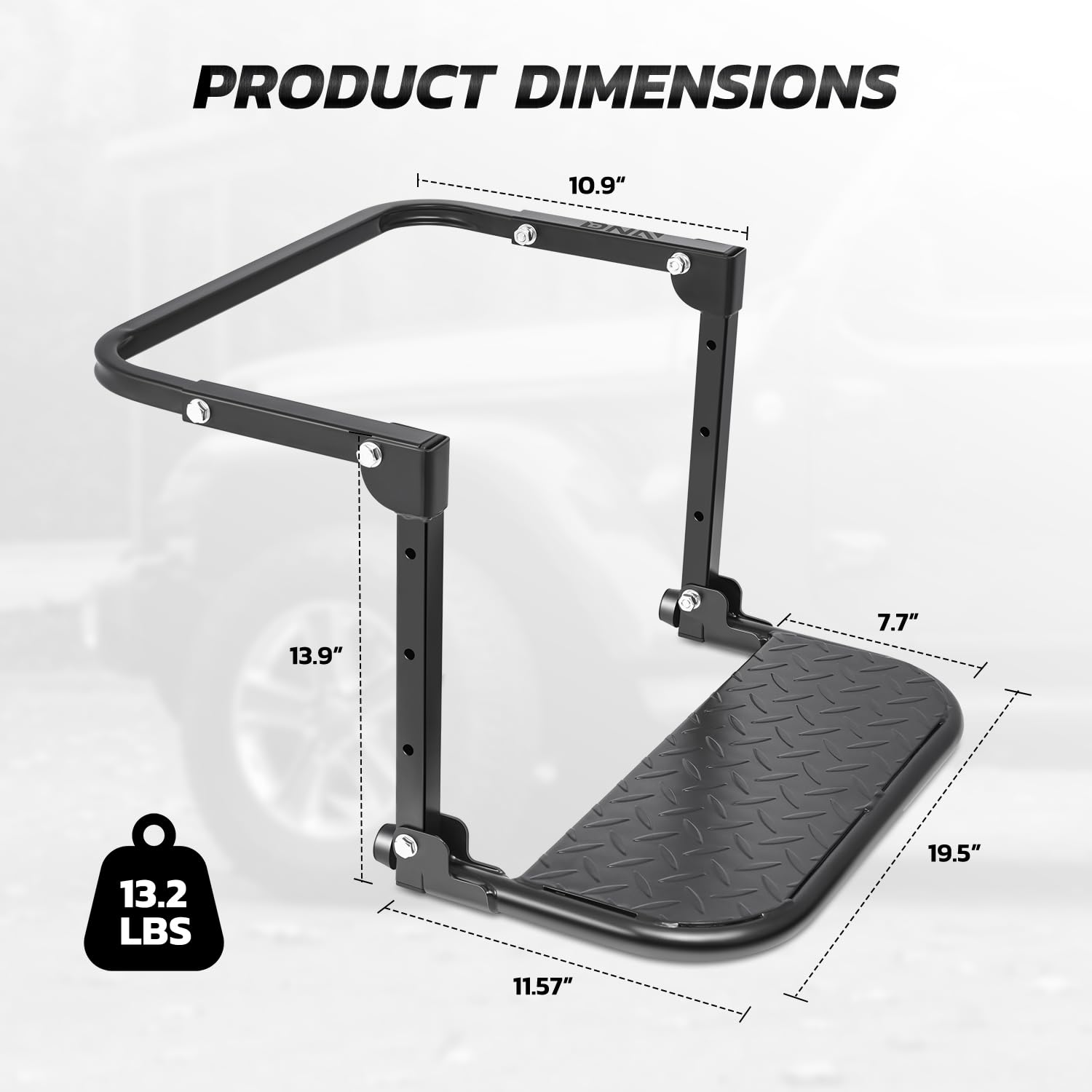 DNA Motoring folded step in compact storage for easy transport and space-saving