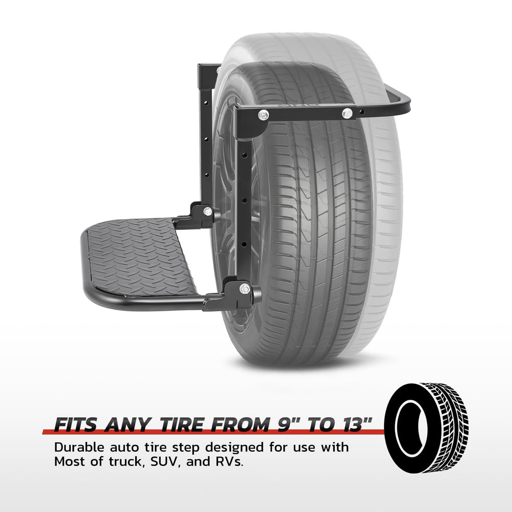 DNA Motoring step mounted on tire side profile providing stable elevated access