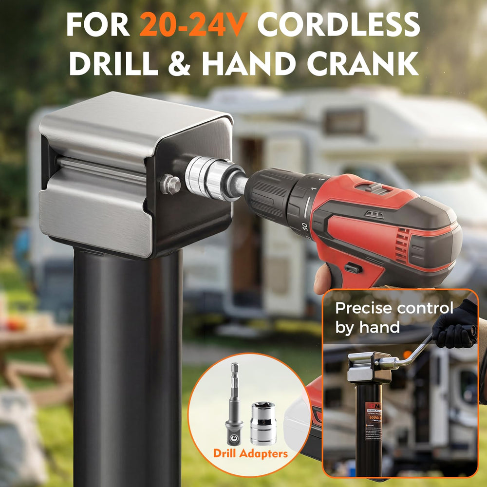 Dnigh drill adapter in use with 20–24V drill showing faster lifting benefit