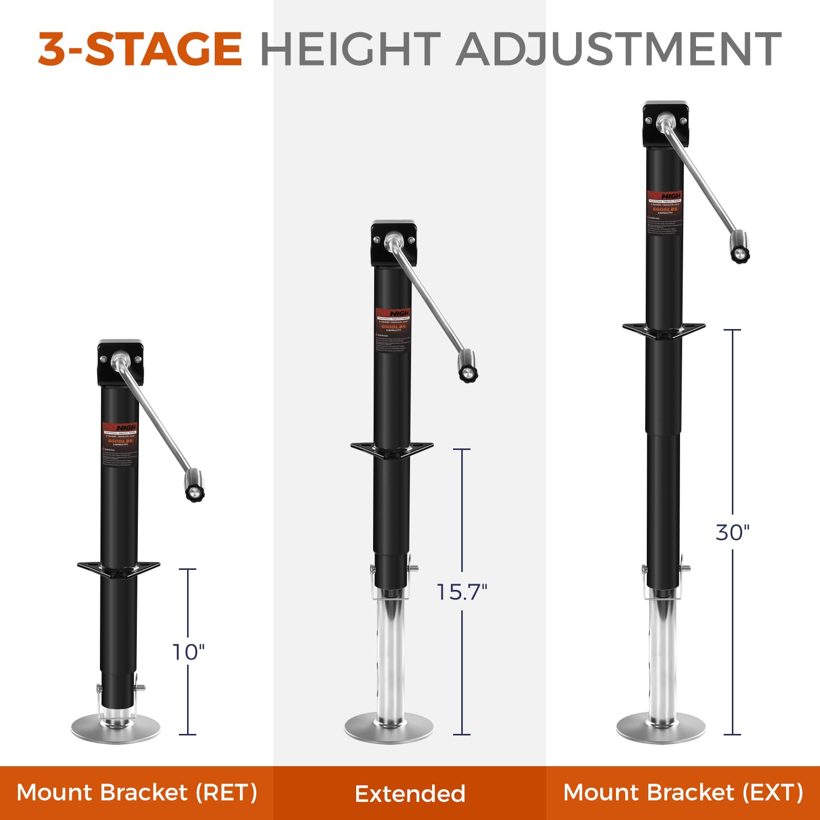 Dnigh height range measurement scale showing 9 to 40.5 inch adjustability benefit