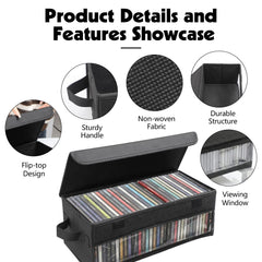 Dntorx flip-top lid open with CDs inside for quick access