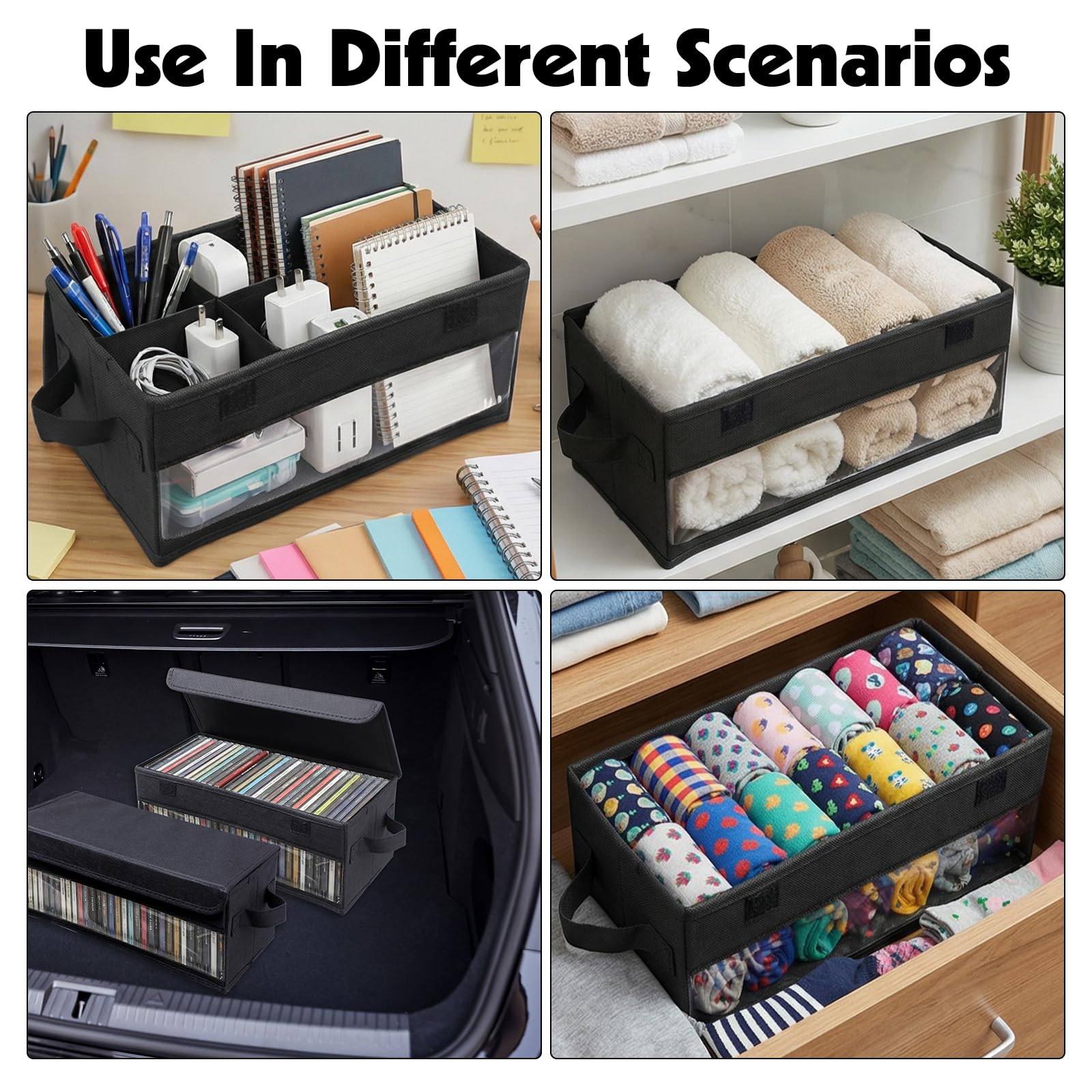 Dntorx box holding socks and cloths for versatile home storage