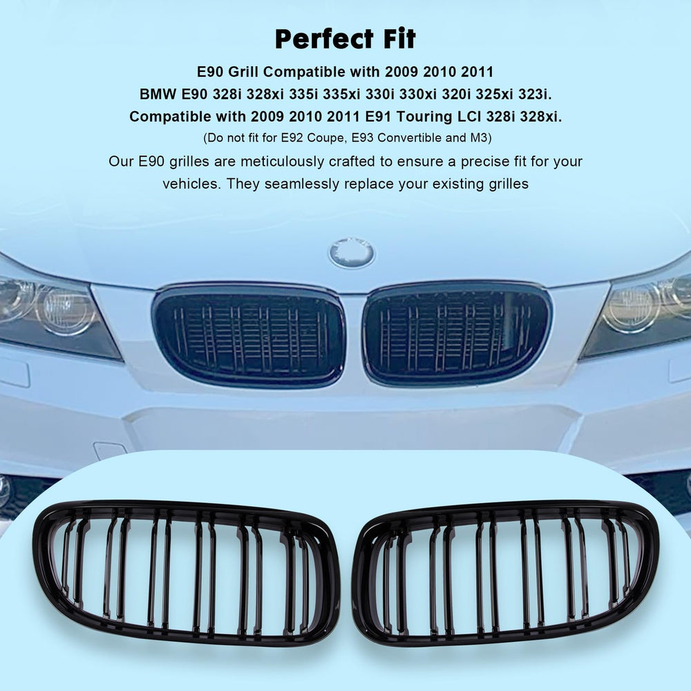 DOCAS grilles installed on E90 sedan demonstrating upgraded appearance
