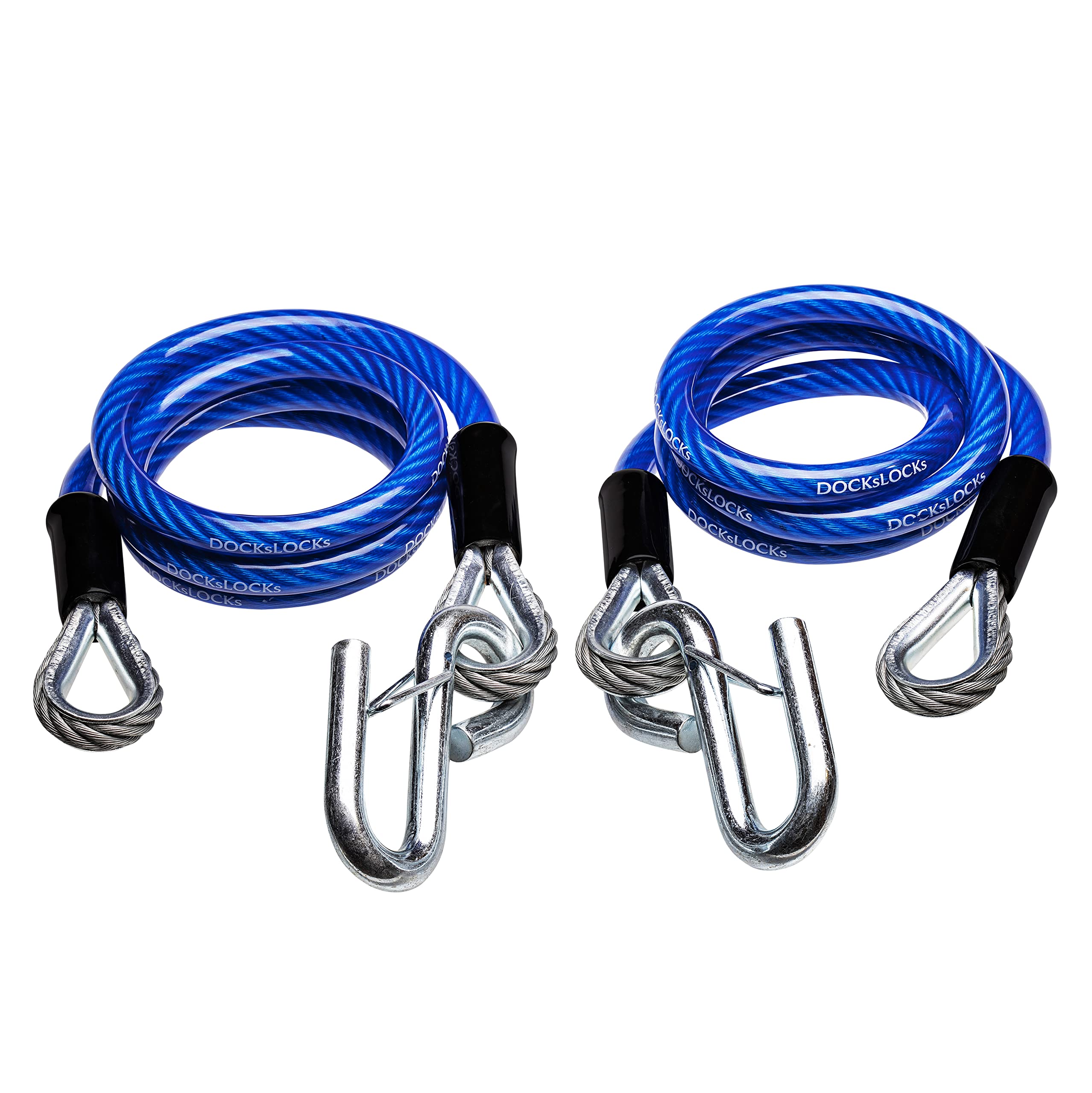 DocksLocks front packaging showing pair of 48-inch cables and benefits