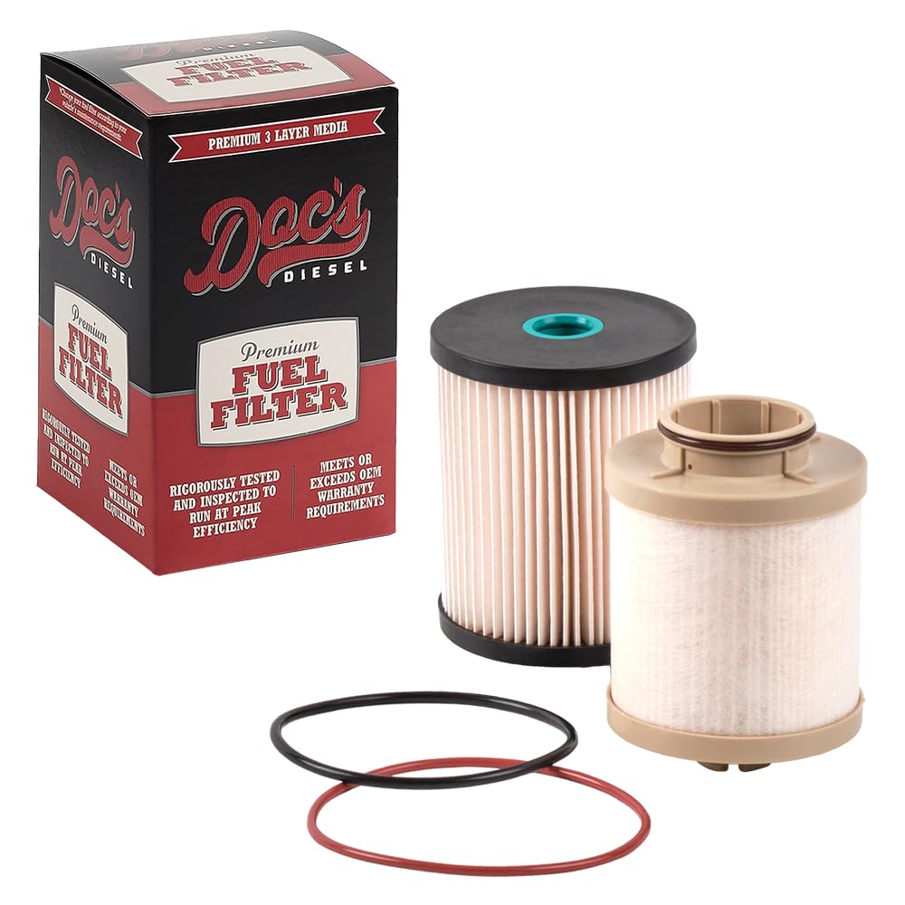 Doc's Diesel front view showing filter cartridge and label for easy identification and fit
