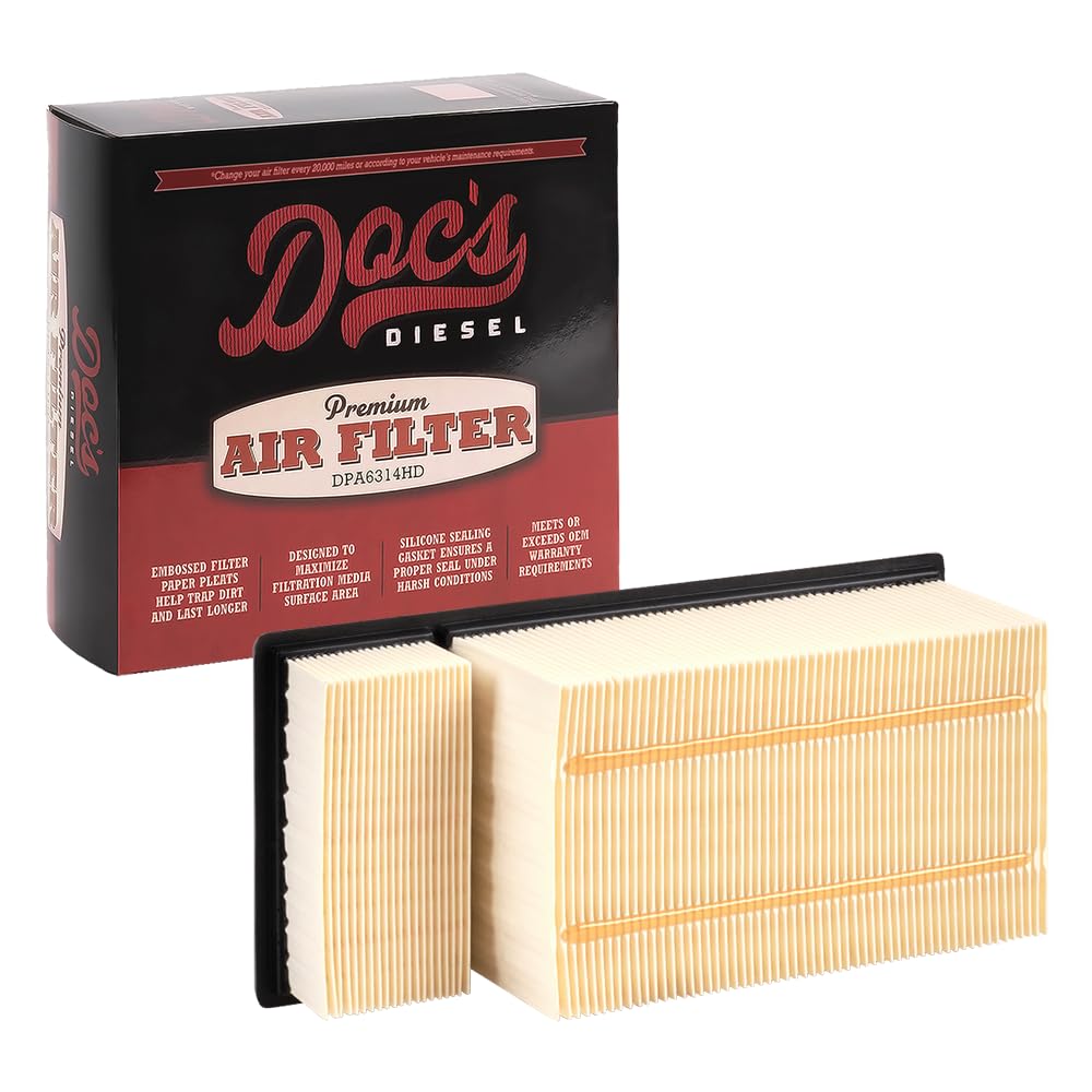 Doc's Diesel front view of DPA6109 filter showing shape and fit benefit