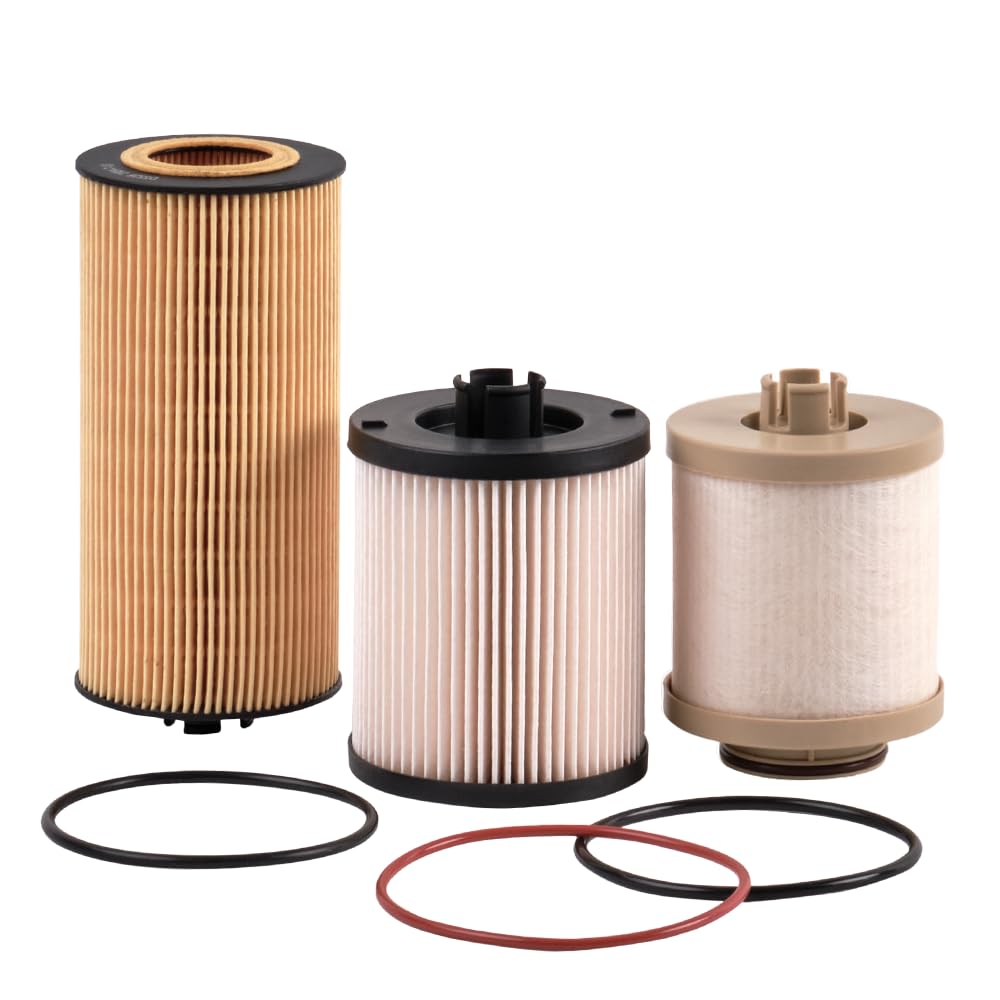 Doc's Diesel front packaging of fuel and oil filter kit showing complete set and benefits