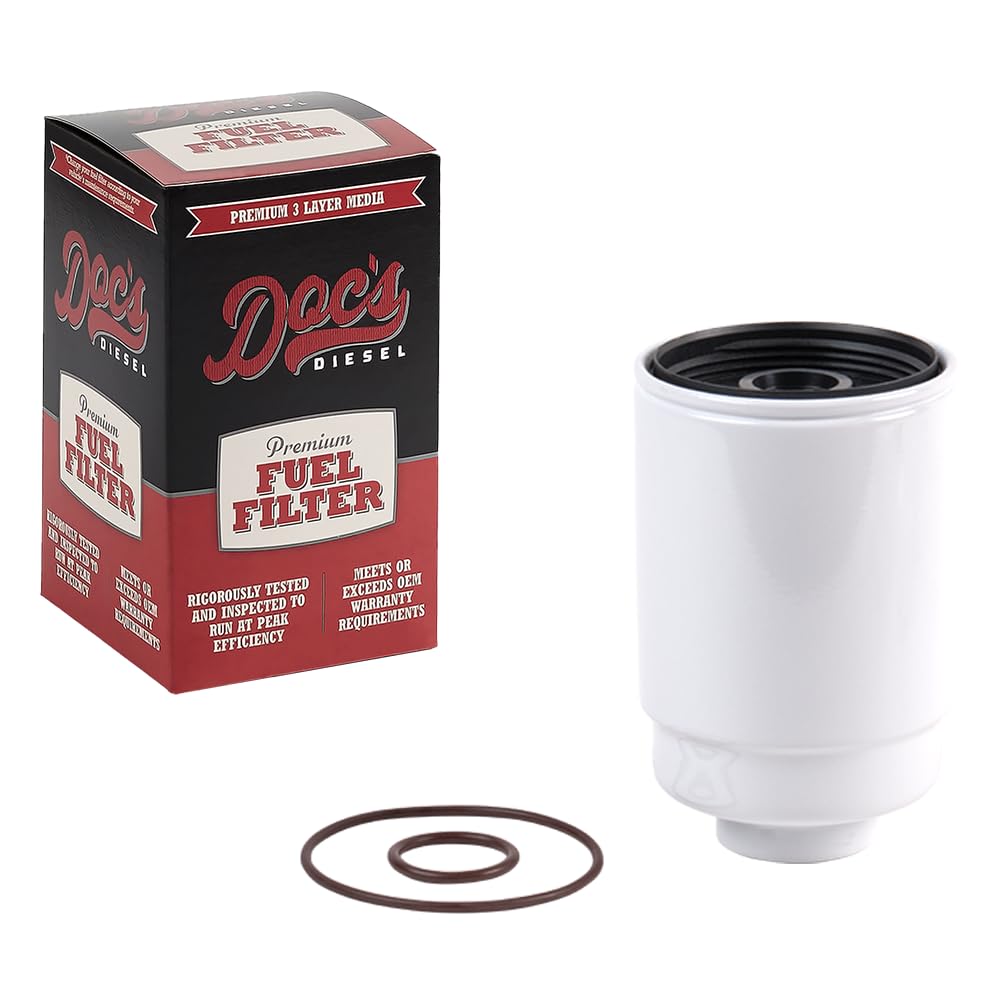 Doc's Diesel front view showing filter packaging and clear fitment info for quick selection