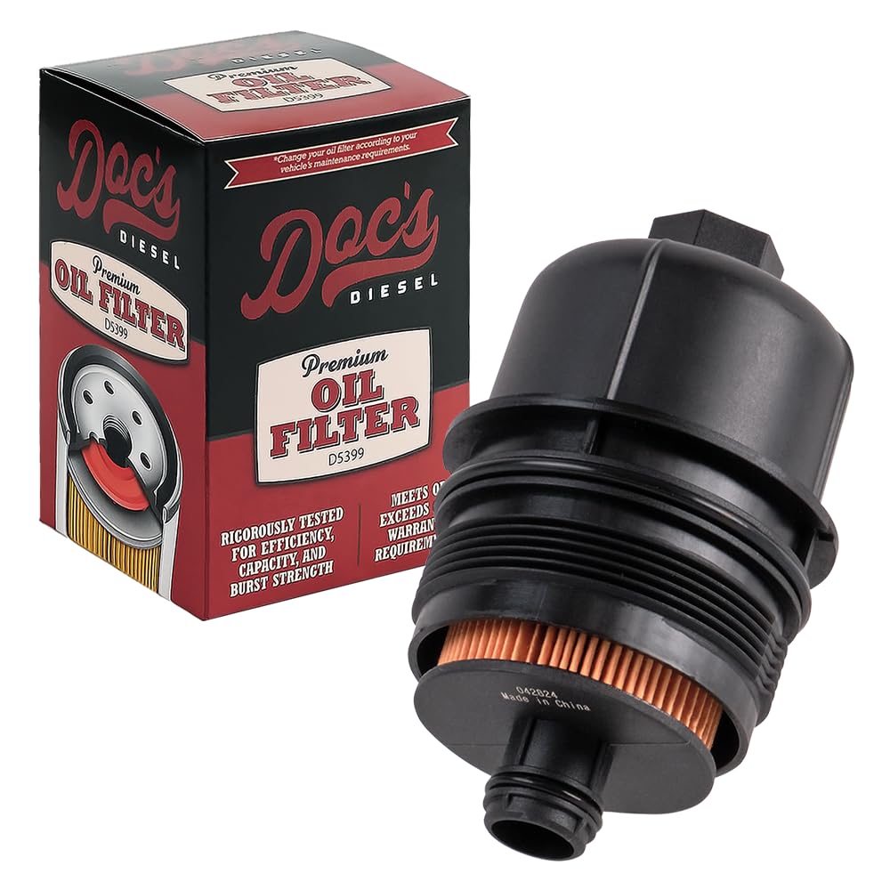 Doc's Diesel front view of oil filter showing canister and threads for correct fit