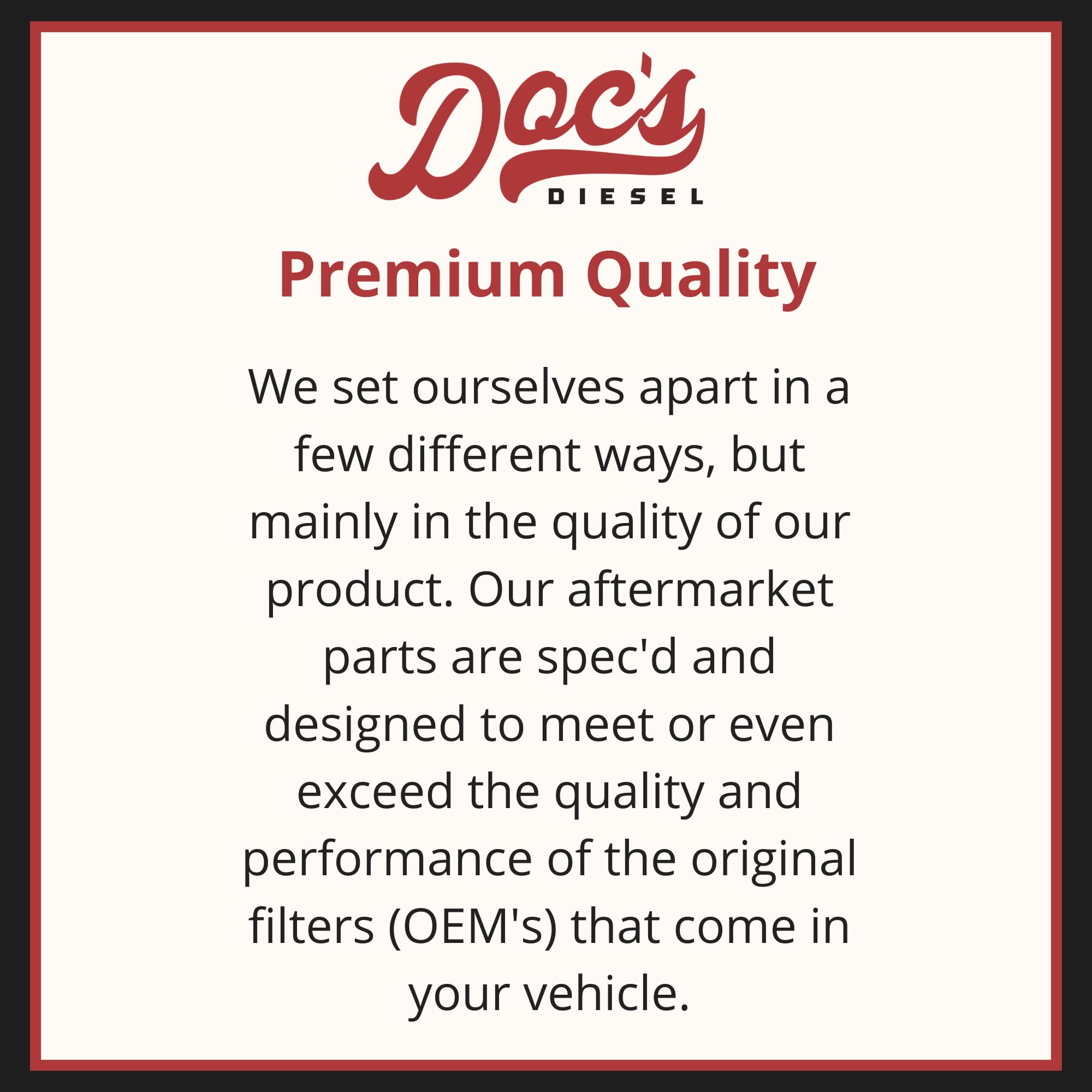 Doc's Diesel fuel separator installed in engine bay showing OEM-fit ease and protection