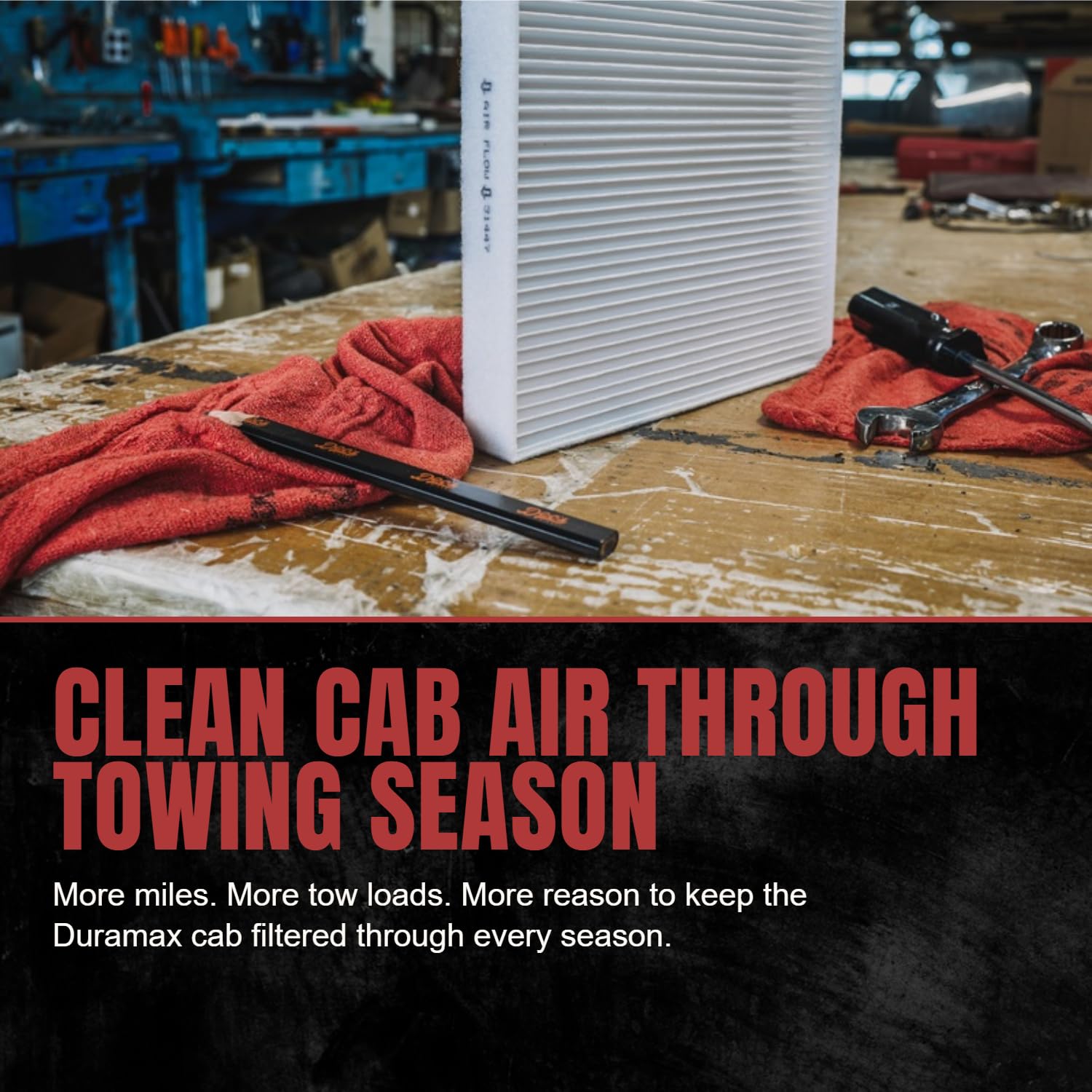 Doc's Diesel in-truck view illustrating improved cabin air quality for occupants
