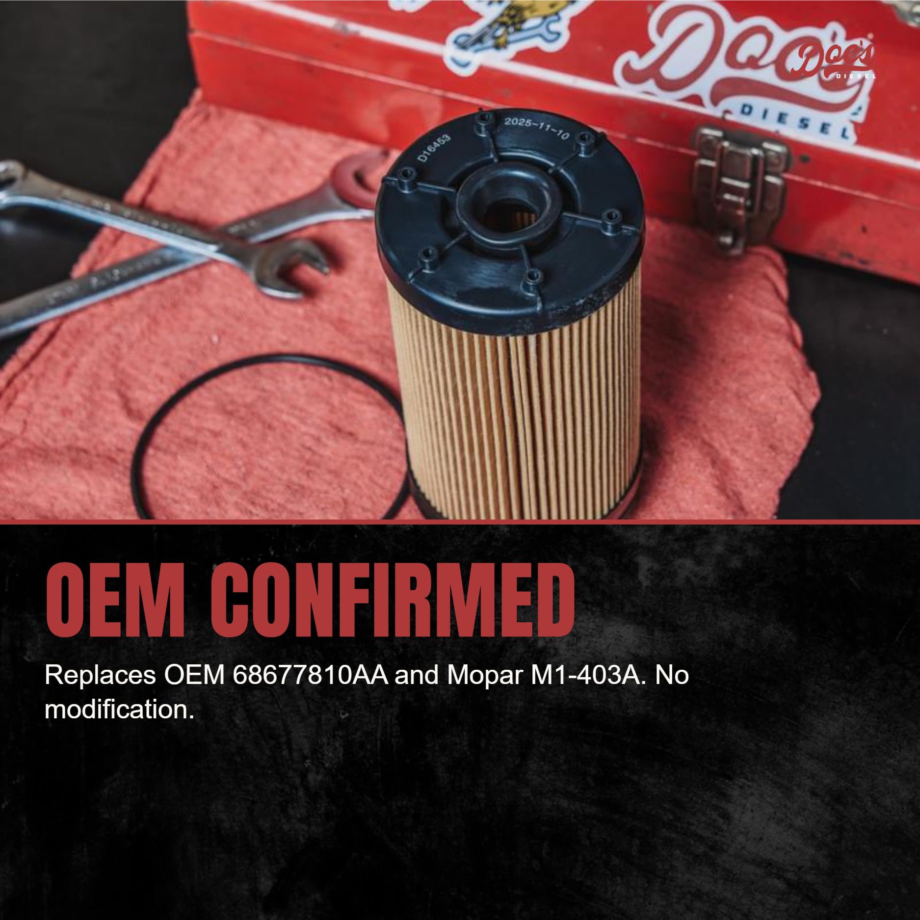 Doc's Diesel threaded base and gasket close-up ensuring proper seal and leak prevention