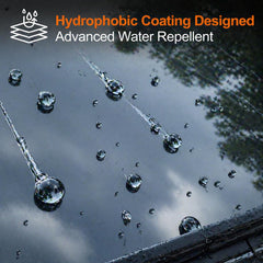 DOG TAIL blade wiping wet windshield, improved rain beading for safer vision