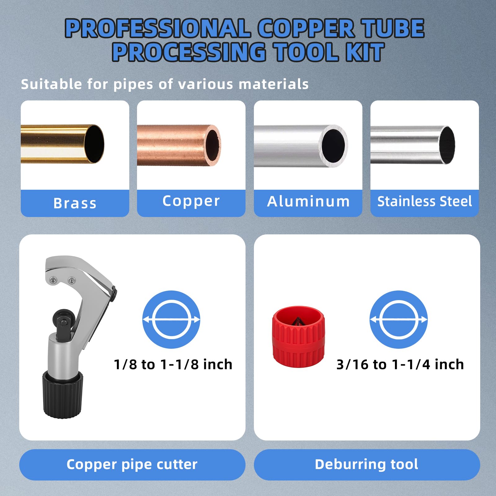 DOMINOX assorted mandrels laid out showing imperial and metric sizes for versatile jobs
