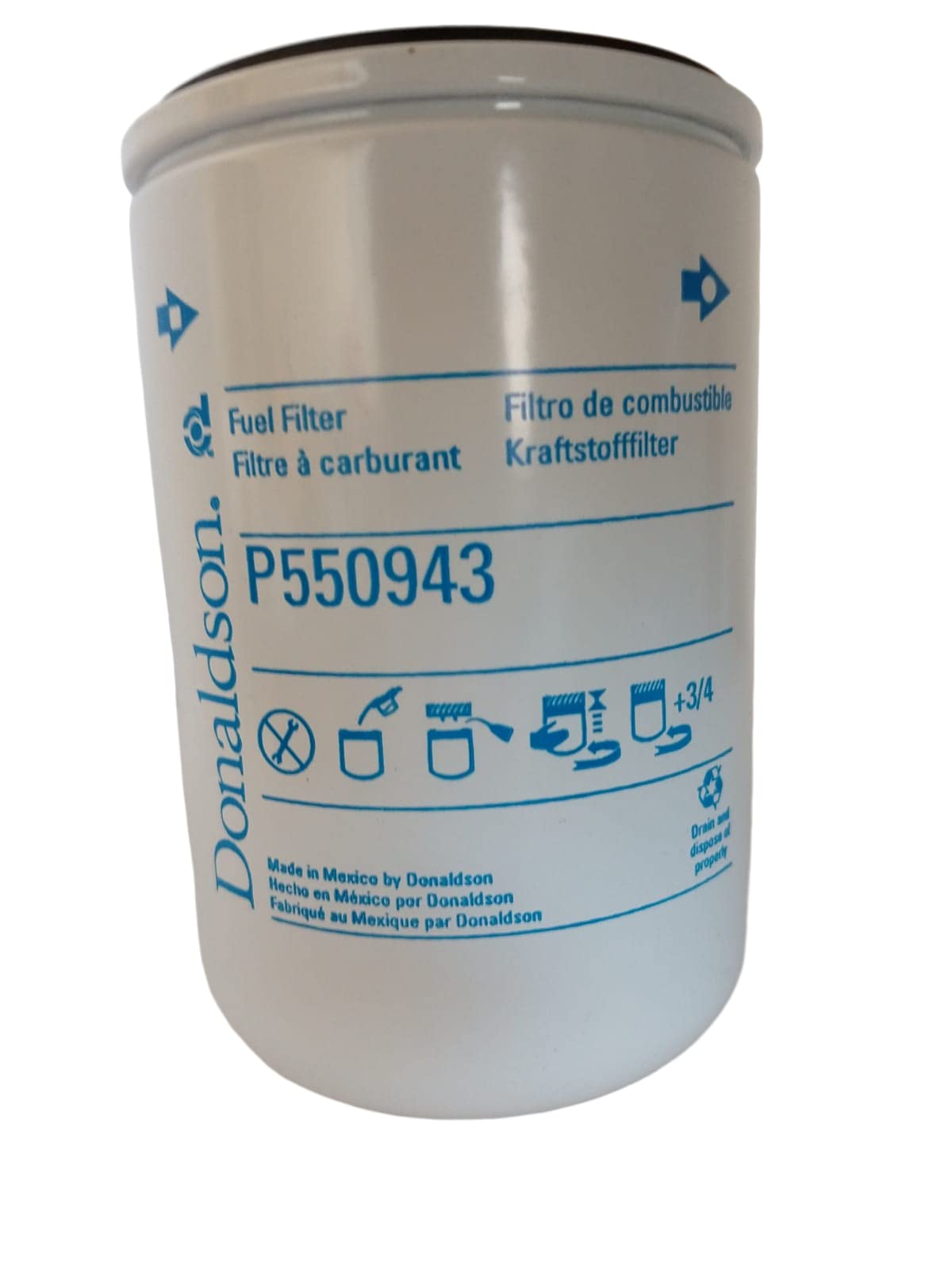 Donaldson P550943 packaging and label showing traceability and quality benefit
