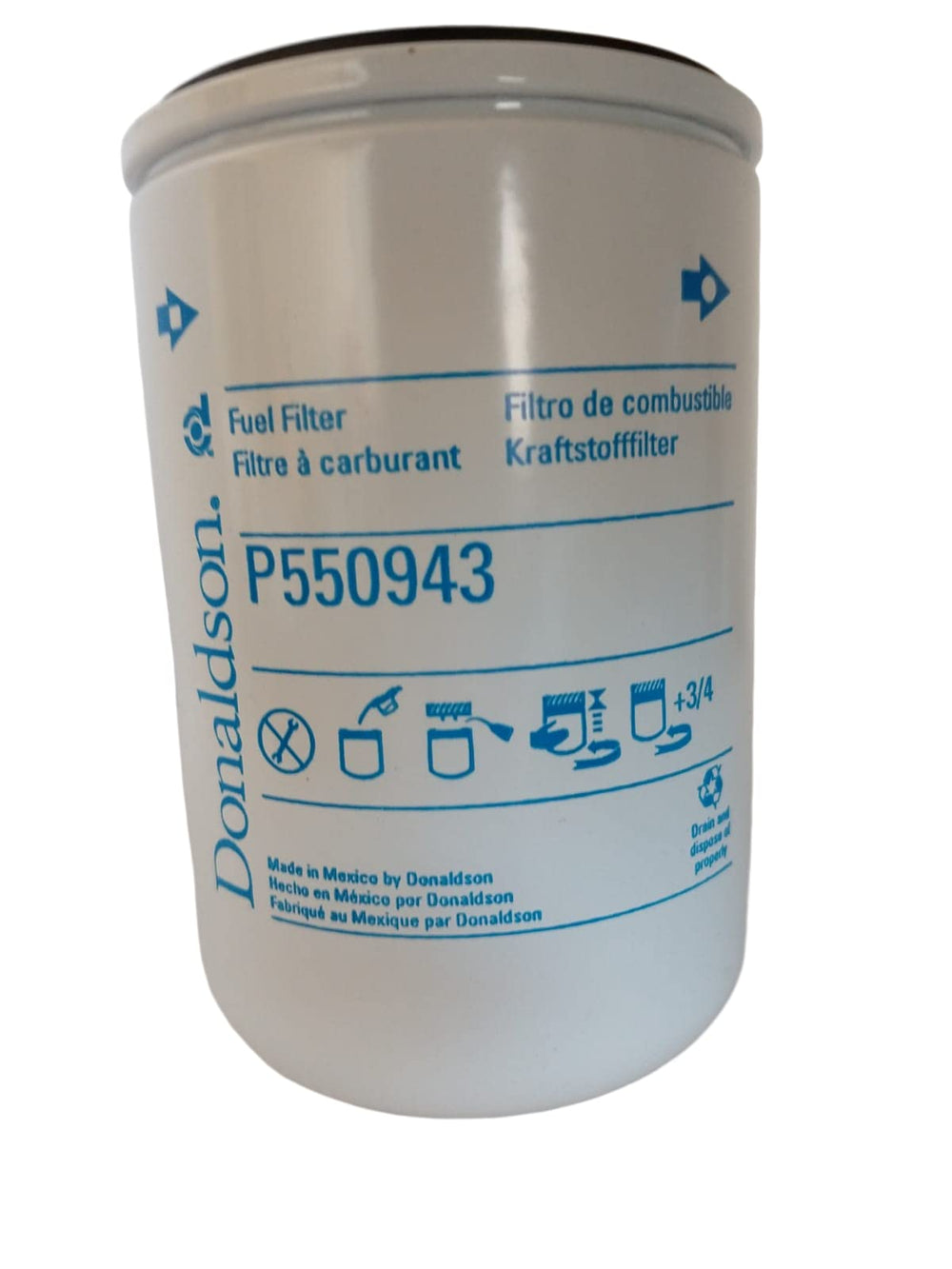 Donaldson P550943 packaging and label showing traceability and quality benefit