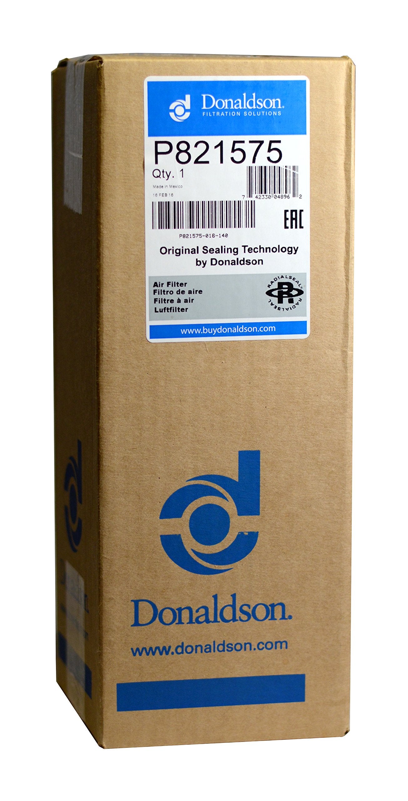 Donaldson P821575 end-cap seal detail highlighting leak-resistant fit