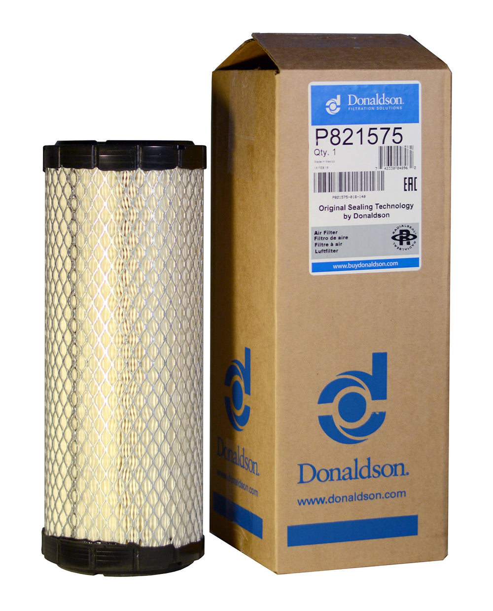 Donaldson P821575 filter media closeup showing durable DuraLite texture