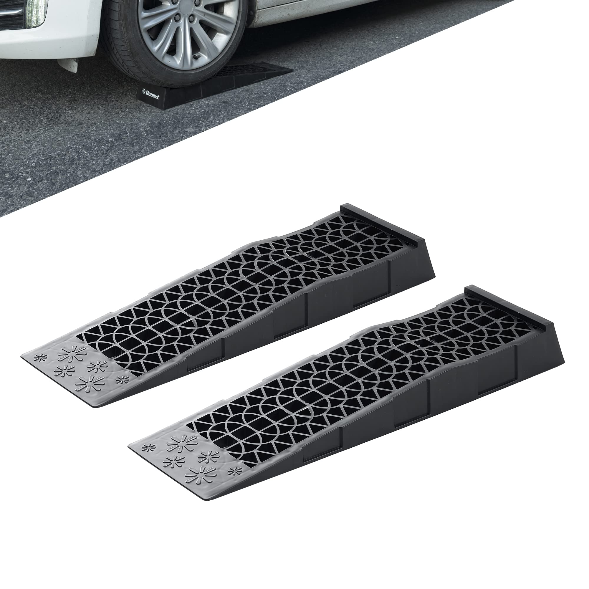 Donext front view of both ramps showing compact storage and quick setup benefit